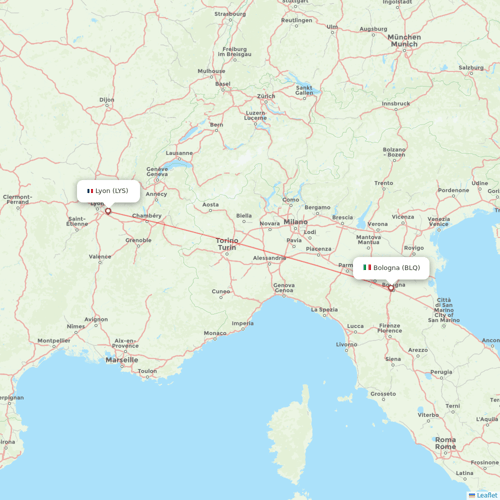 Transcarga flights between Lyon and Bologna