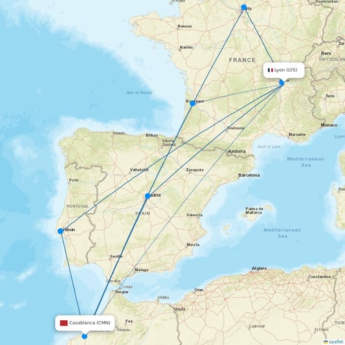 Air Arabia Maroc flights between Lyon and Casablanca