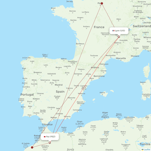 Air Arabia Maroc flights between Lyon and Fes