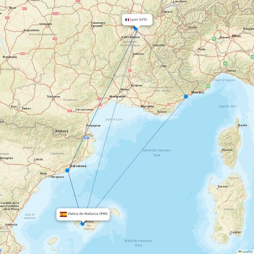 Volotea flights between Lyon and Palma de Mallorca