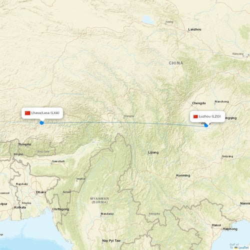 Tibet Airlines flights between Luzhou and Lhasa/Lasa