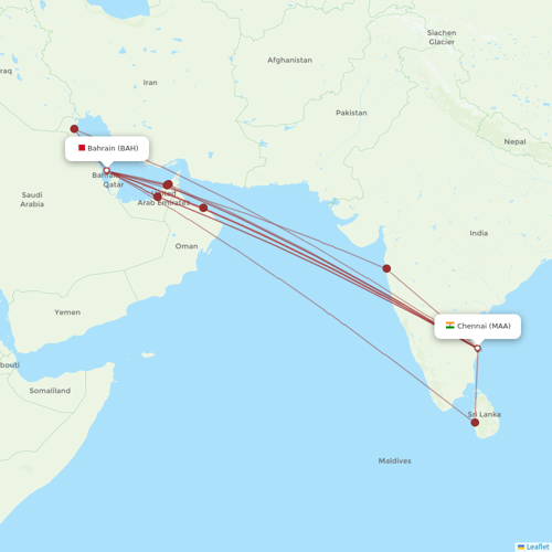 Gulf Air flights between Chennai and Bahrain
