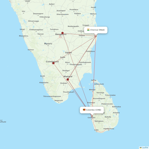 SriLankan Airlines flights between Chennai and Colombo