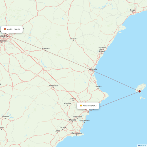 Air Europa flights between Madrid and Alicante