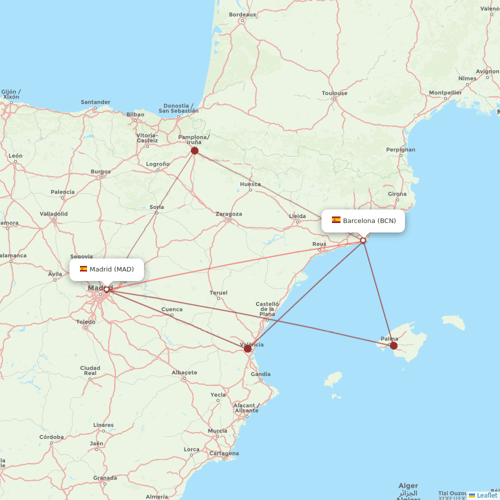 Iberia flights between Madrid and Barcelona
