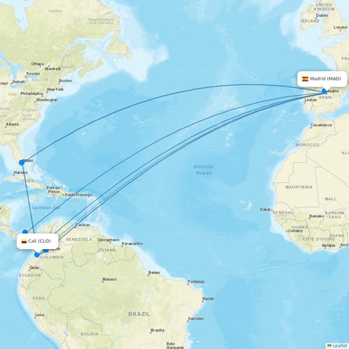 Welcome Air flights between Madrid and Cali