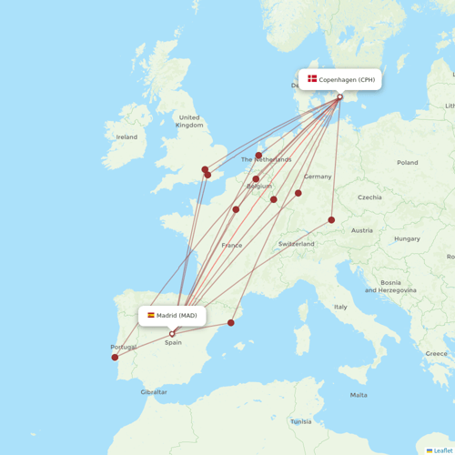 Iberia Express flights between Madrid and Copenhagen