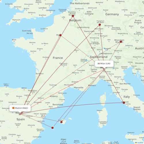Iberia flights between Madrid and Milan