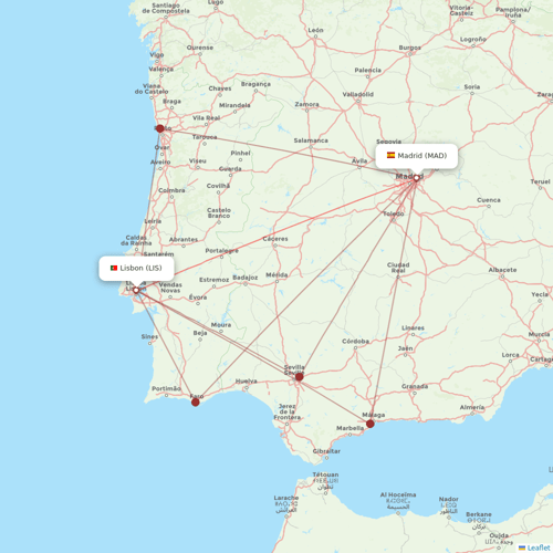 Air Europa flights between Madrid and Lisbon