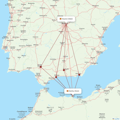 Iberia flights between Madrid and Melilla