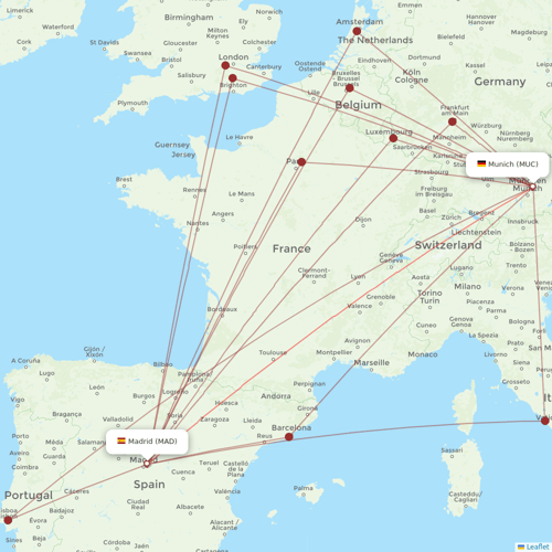 Air Europa flights between Madrid and Munich