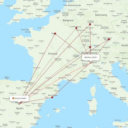 Air Europa flights between Madrid and Milan