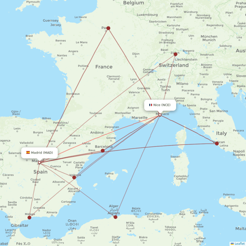 Iberia flights between Madrid and Nice