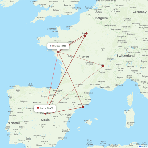 Iberia flights between Madrid and Nantes