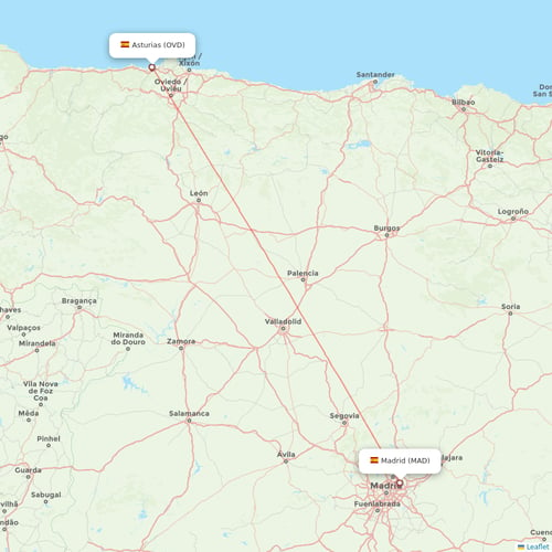 Iberia flights between Madrid and Asturias