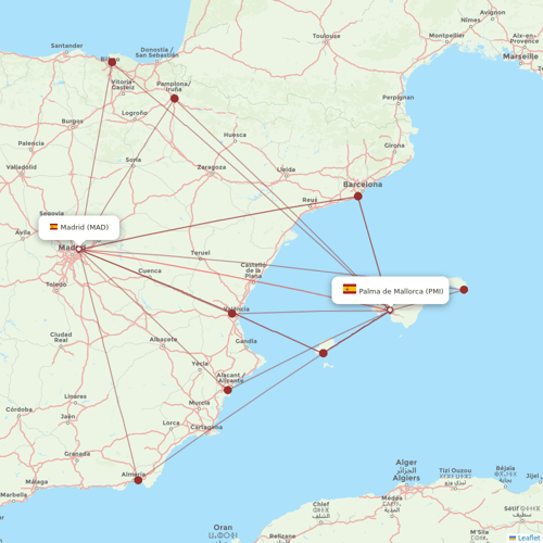 Ryanair flights between Madrid and Palma de Mallorca