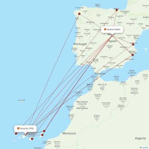 Iberia Express flights between Madrid and Tenerife