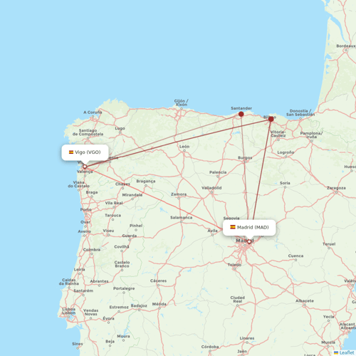 Iberia flights between Madrid and Vigo