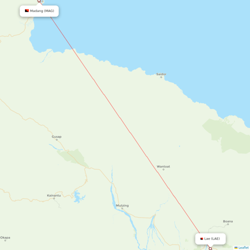 PNG Air flights between Madang and Lae