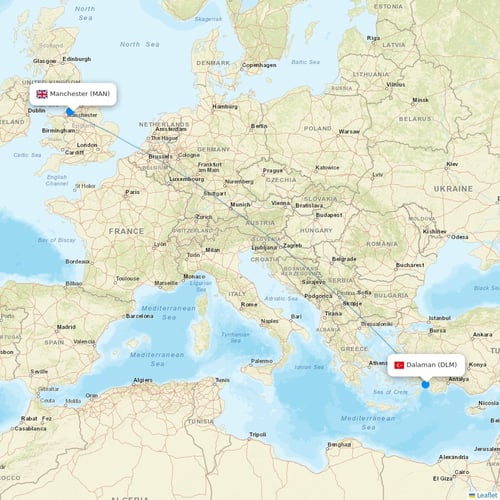 Jet2 flights between Manchester and Dalaman