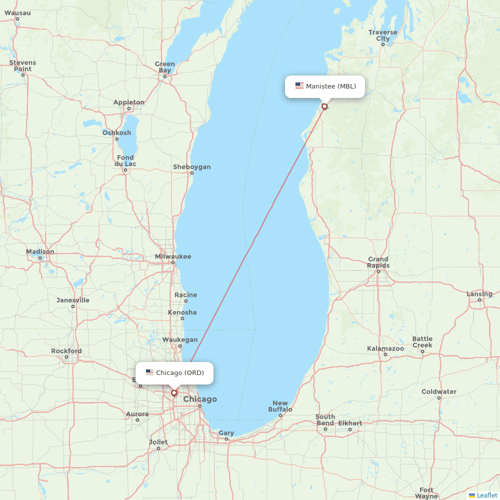 Cape Air flights between Manistee and Chicago