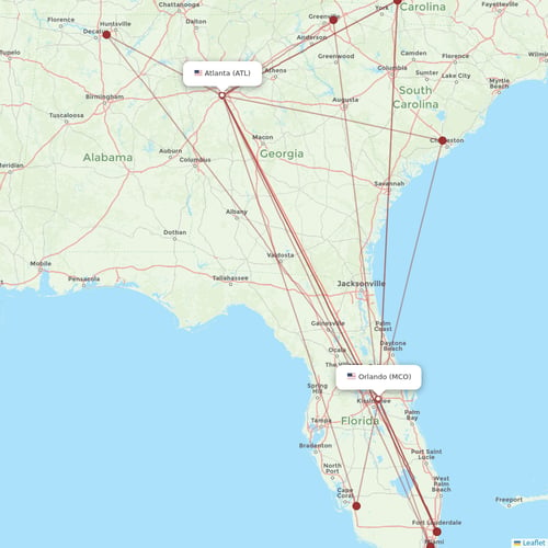 Delta Air Lines flights between Orlando and Atlanta