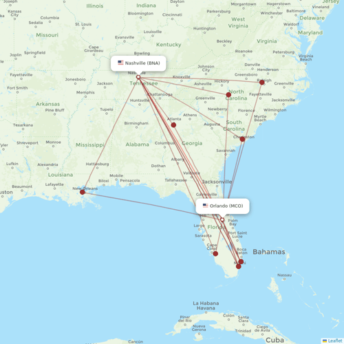 Spirit Airlines flights between Orlando and Nashville