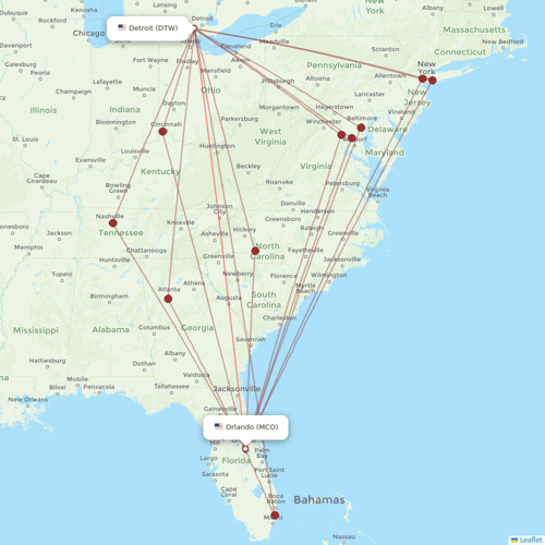 Spirit Airlines flights between Orlando and Detroit