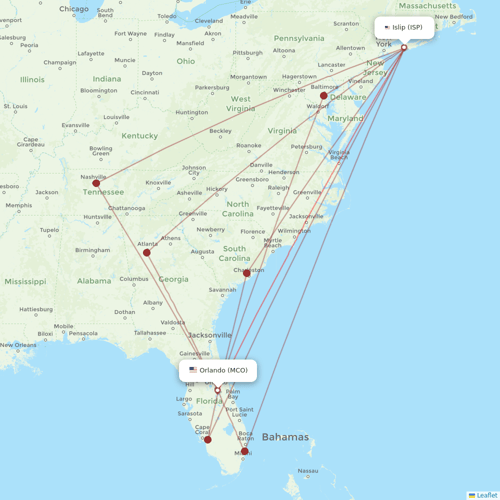 Frontier Airlines flights between Orlando and Islip