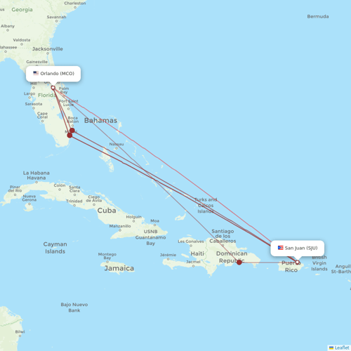 Spirit Airlines flights between Orlando and San Juan