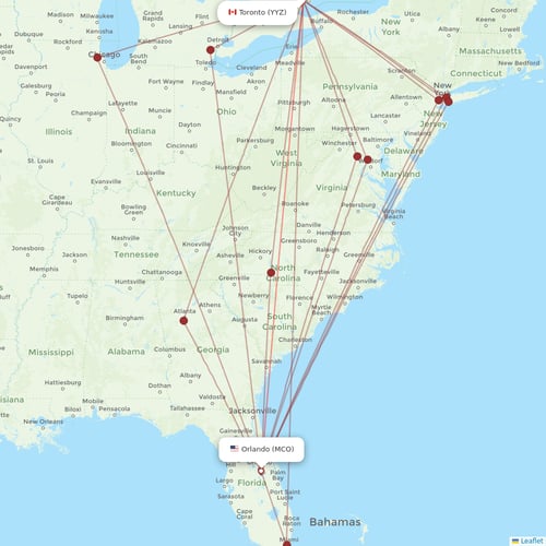 Austral flights between Orlando and Toronto