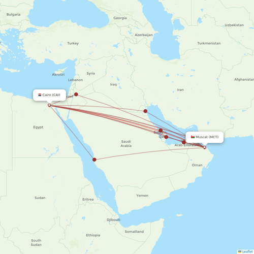 Oman Air flights between Muscat and Cairo