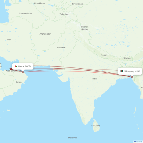 US-Bangla Airlines flights between Muscat and Chittagong