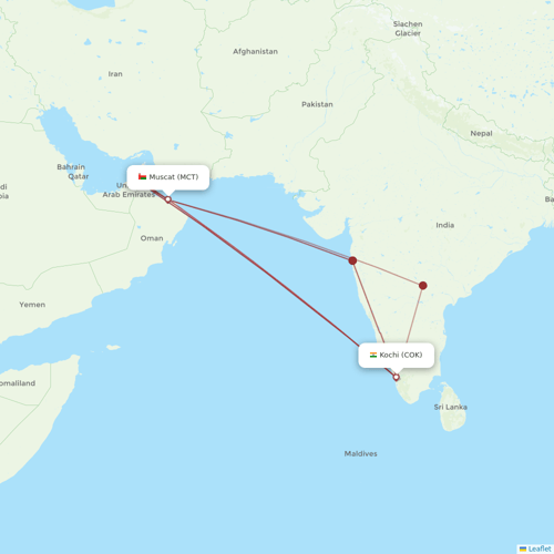 Oman Air flights between Muscat and Kochi