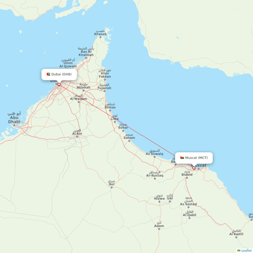 Oman Air flights between Muscat and Dubai