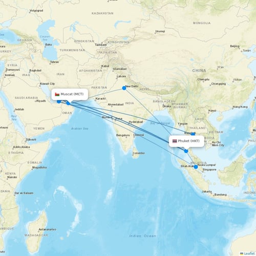 Oman Air flights between Muscat and Phuket