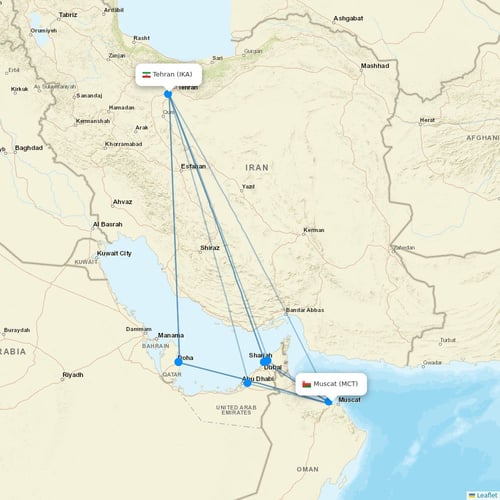 AIS Airlines flights between Muscat and Tehran