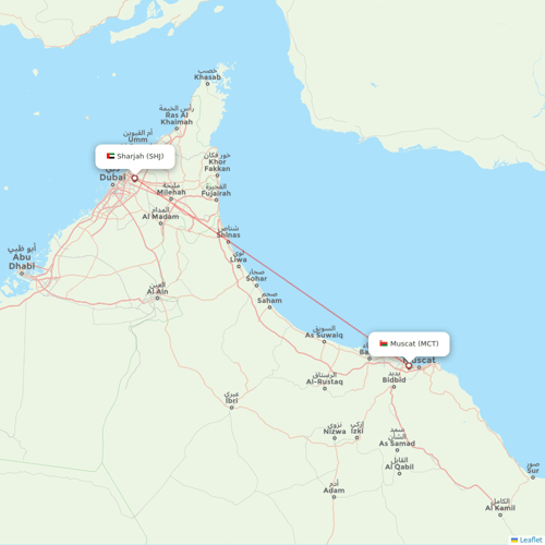 Air Arabia flights between Muscat and Sharjah