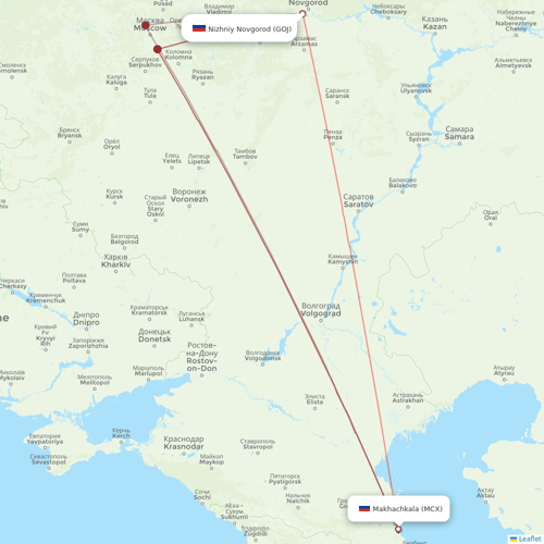 NordStar Airlines flights between Makhachkala and Nizhniy Novgorod
