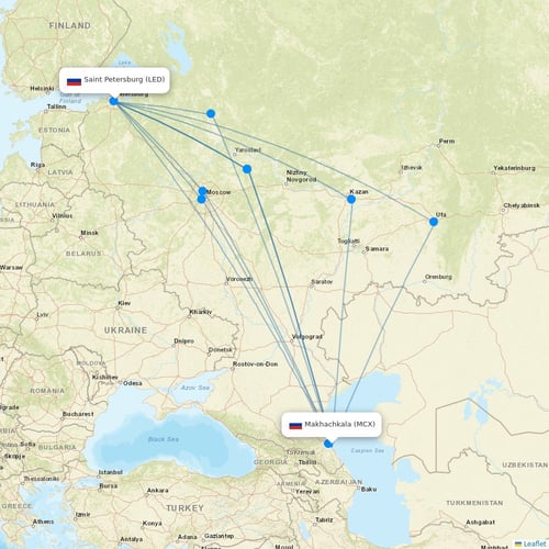 Nordwind Airlines flights between Makhachkala and Saint Petersburg