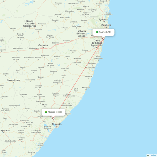 Azul flights between Maceio and Recife