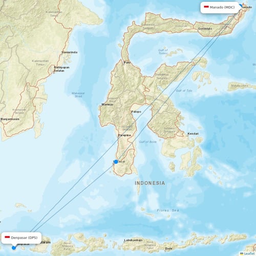 TransNusa flights between Manado and Denpasar