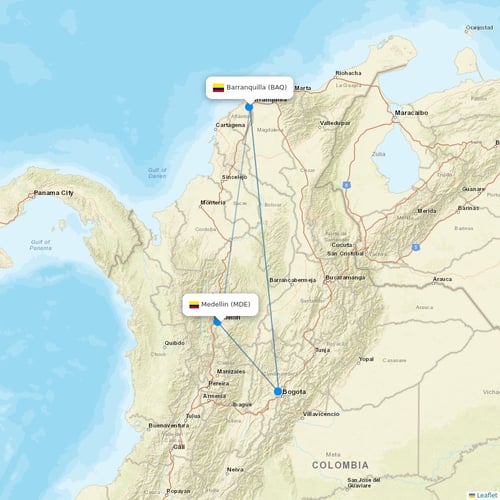 Wingo flights between Medellin and Barranquilla