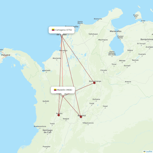 Wingo flights between Medellin and Cartagena