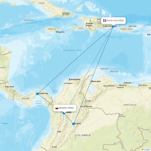 Asian Air flights between Medellin and Punta Cana