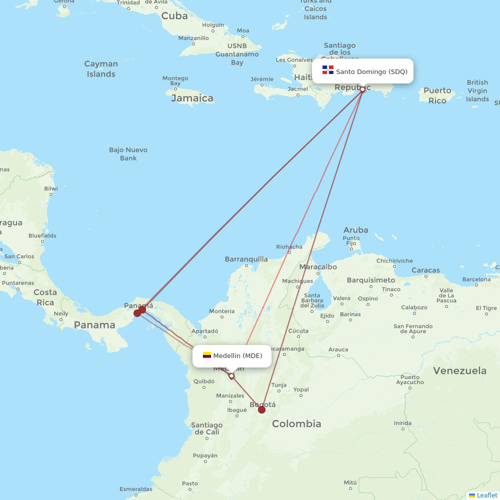 Asian Air flights between Medellin and Santo Domingo
