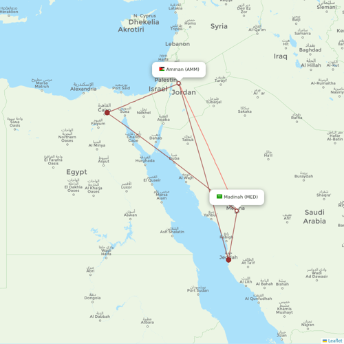 Royal Jordanian flights between Madinah and Amman