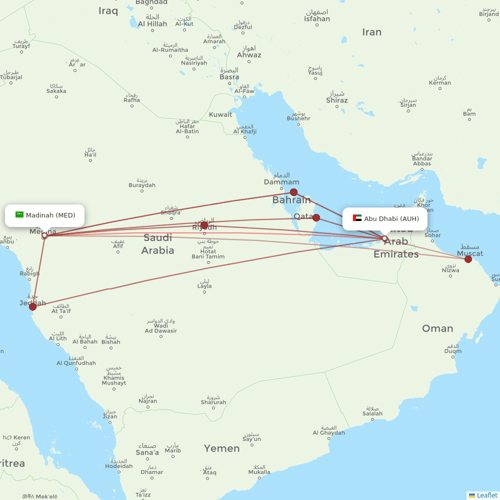 Intercontinental Airways (Gambia) flights between Madinah and Abu Dhabi