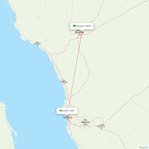 Saudia flights between Madinah and Jeddah