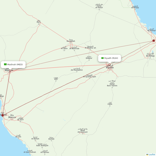Saudia flights between Madinah and Riyadh
